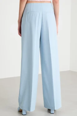 Pantaloni palazzo in tela - Azzurro