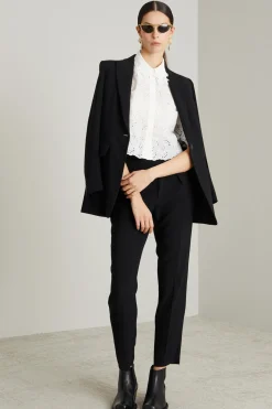 Pantaloni sigaretta in cady - Nero