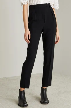 Pantaloni sigaretta in cady - Nero