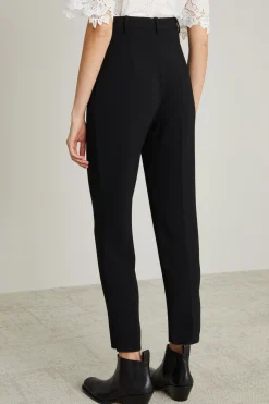Pantaloni sigaretta in cady - Nero