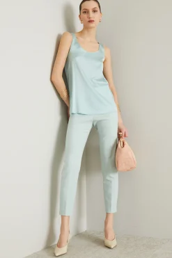 Pantaloni slim in cady - Azzurro