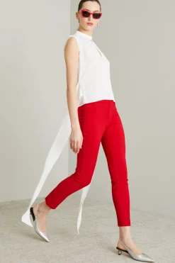 Pantaloni slim in cady - Rosso