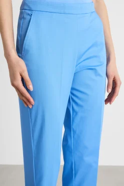 Pantaloni slim in gabardina - Azzurro