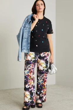 Pantaloni stampati - Nero Argento Viola