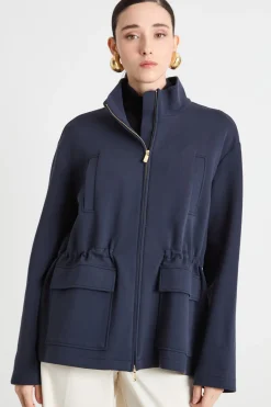 Parka in jersey piqué - Blu
