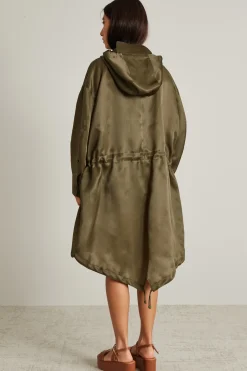 Parka in organza con coulisse - Verde Kaki