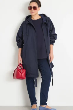 Parka in tessuto tecnico con cappuccio - Blu