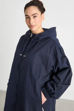 Parka in tessuto tecnico con cappuccio - Blu