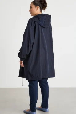 Parka in tessuto tecnico con cappuccio - Blu