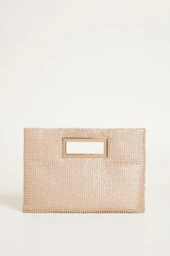 Pochette a busta con strass - Oro Beige