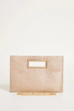 Pochette a busta con strass - Oro Beige