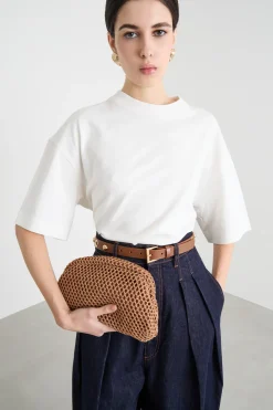 Pochette a rete - Marrone