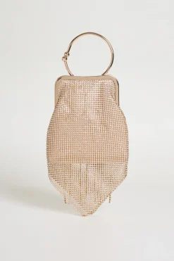 Pochette con frange e strass - Oro