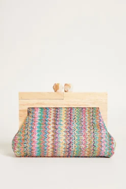 Pochette con manico in legno - Azzurro