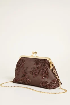 Pochette con paillettes - Marrone
