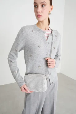 Pochette con strass - Argento