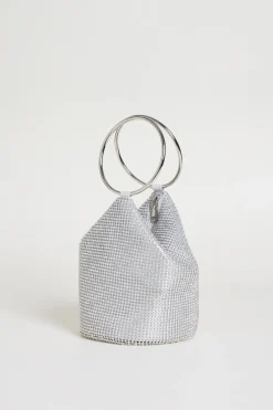 Pochette con strass e maxi anelli - Argento