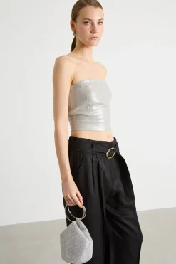 Pochette con strass e maxi anelli - Argento