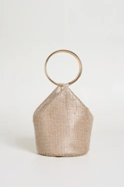 Pochette con strass e maxi anelli - Oro