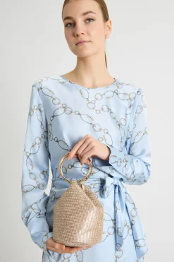 Pochette con strass e maxi anelli - Oro