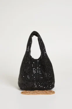Pochette con strass - Nero