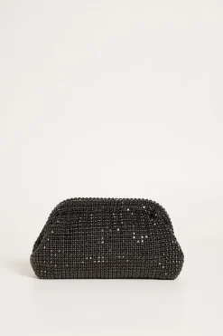Pochette con strass - Nero