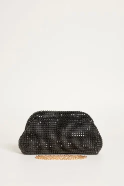 Pochette con strass - Nero