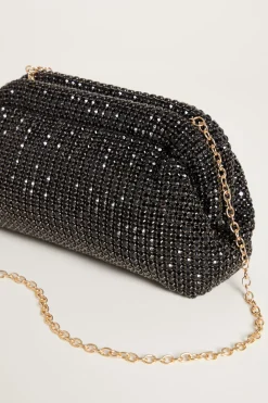 Pochette con strass - Nero