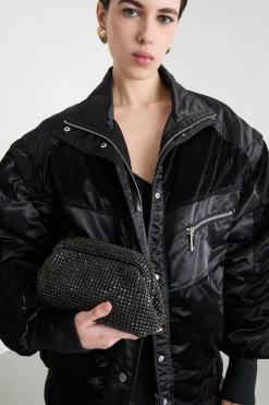 Pochette con strass - Nero