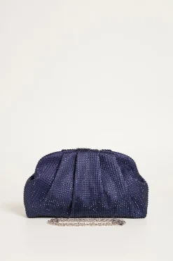 Pochette in raso e strass - Blu