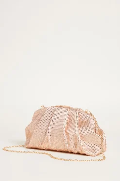 Pochette in raso e strass - Rosa