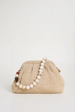 Pochette in tessuto intrecciato - Beige