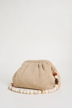 Pochette in tessuto intrecciato - Beige