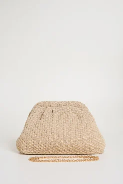 Pochette in tessuto intrecciato - Beige