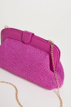Pochette in tessuto intrecciato - Fuxia