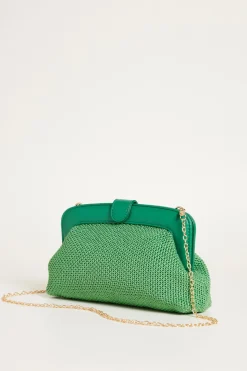 Pochette in tessuto intrecciato - Verde