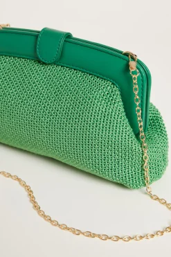 Pochette in tessuto intrecciato - Verde