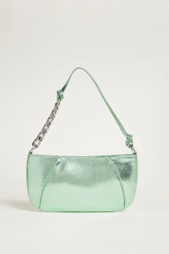 Pochette in tessuto spalmato con stampa lizard - Verde