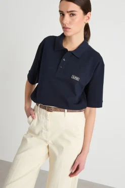 Polo ampia con patch - Blu