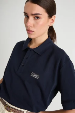 Polo ampia con patch - Blu