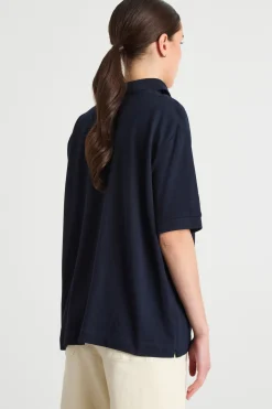 Polo ampia con patch - Blu