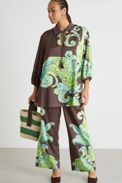 Polo bimateriale in twill e jersey - Marrone
