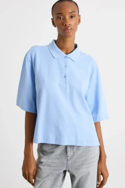 Polo in jersey piqué - Azzurro