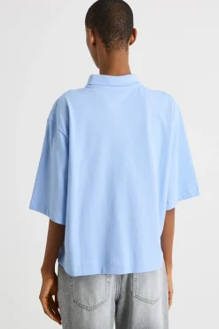 Polo in jersey piqué - Azzurro