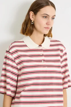 Polo in jersey piqué - Bianco Bordeaux Rosso