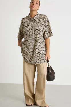 Polo in jersey stampato - Nero Beige