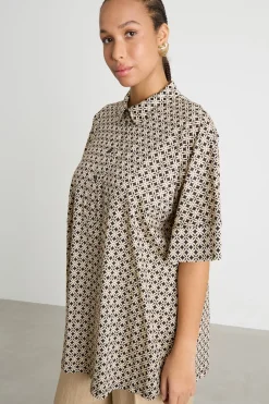 Polo in jersey stampato - Nero Beige