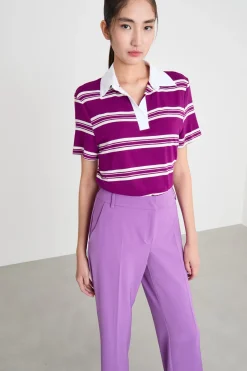 Polo in jersey - Viola Bianco