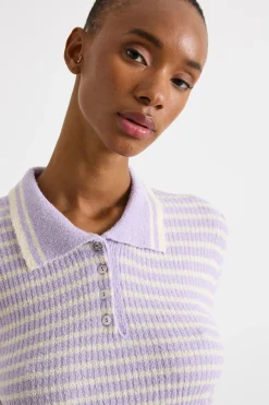 Polo in maglia a costine - Lilla