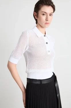 Polo in maglia a rete - Bianco